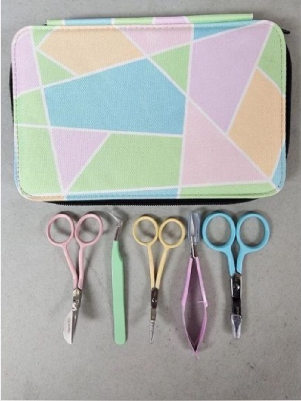 Famore Sea Glass Embroidery Scissor Set with Patterned Zipper Storage Case